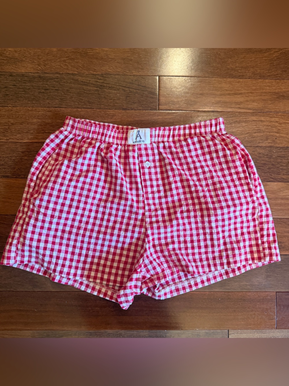 Red & White Gingham Boxer Shorts Size Small